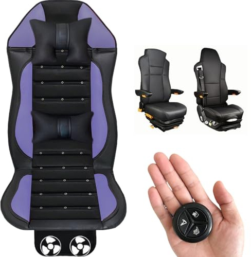 DHsdlpLU Cojín de Asiento refrescante 3 en 1 de Verano para camión de 24 V, Modelo con Apertura, ventilación, calefacción, Masaje de Cintura para Asiento Delantero,Ventilation+Heating-Grey
