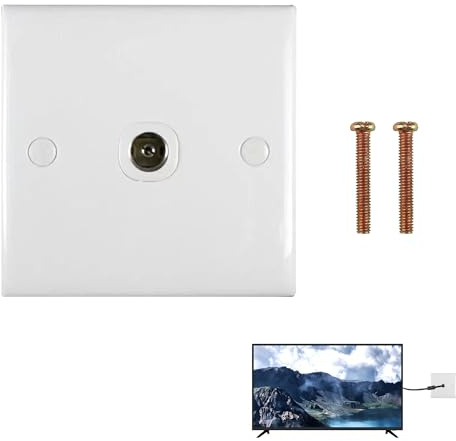Presa singola antenna TV coassiale da parete, con viti, bianco | 50/60 Hz, materiali ignifughi, per connessioni TV e radio FM, facile installazione