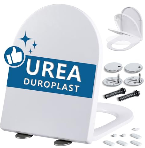 Angel Shield Toilettendeckel mit Absenkautomatik D Förmig Weiß,Urea Formaldehyd Wc Sitz Mit Absenkautomatik,antibakterieller WC Sitz,Quick-Release zur einfachen Reinigung,bis 150kg belastbar