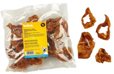 Boomy - Orejas de cerdo Chips – Bocadillos 100% naturales para perros - Orejas de cerdo en trozos de 6-7 cm – Dulces para perros para todas las razas (350 g)