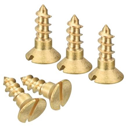 TA-VIGOR M4 x 10mm Brass Wood Screws, 50PCS Flat Head Self Tapping Screws