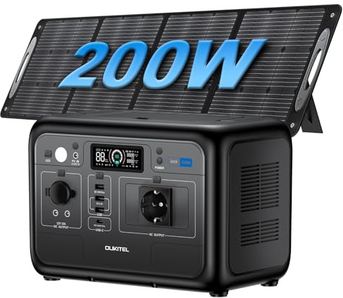 OUKITEL P800E Estación de Energía Portátil con 200W Panel Solar plegables,512Wh LiFePO4,Generador Solar con Enchufe de 800W AC (1600W Pico),Carga Rápida en 1 Hora,Para Camping,Viajes,Emergencias