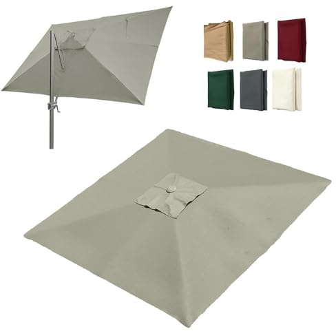 IMUNKT 3x4m Rettangolare Telo Di Ricambio Per Ombrellone A Sbalzo Copertura Di Ricambio Superiore Ombrellone Da Giardino, 8 Stecche, Anti-UV(Sand,2.5x2.5m (8'x8'))