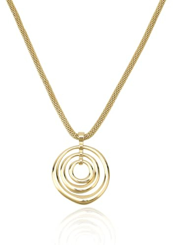 Mikovivi Chunky Gold Necklace for Women, Swirl Pendant Statement Necklace with Triple Circle Charm Spiral Boho Jewelry Accessory for Women Gift