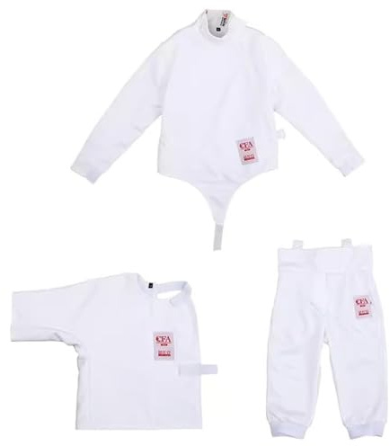 WANGCEPLSD Fechten Ausrüstung, 3 Teiliger Fechtanzug, 450N Unisex Jacke Hosen Weste Set, Eisseidenstoff, für Florett Degen Säbelfechter, Rechtshänder(44)