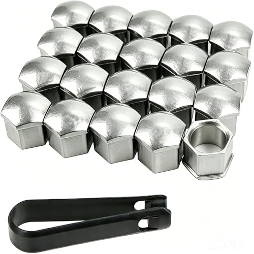 20 tappi per dadi ruota 21, tappi per bulloni ruota con estrattore, tappi di copertura per bulloni delle ruote, tappi per dadi ruota (20 tappi per dadi ruota da 21 mm con estrattore argento)