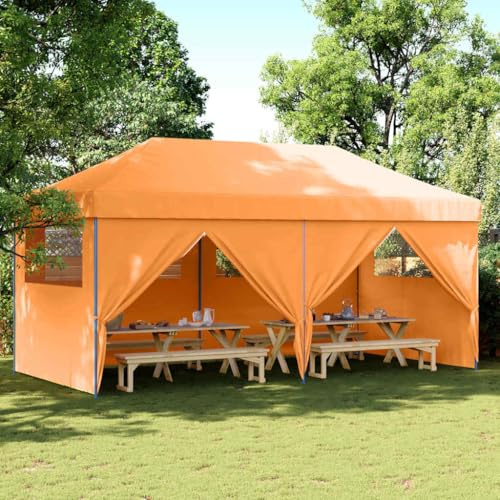 GeenYuu Tente de réception Pliable escamotable avec 4 parois latérales en Tissu Oxford, Cadre Acier Enduit de Poudre, 580x292x315 cm, idéale pour Jardin, terrasse, extérieur