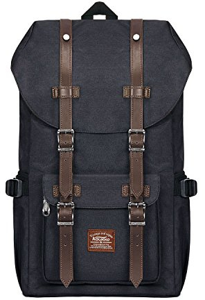 KAUKKO Rucksack Damen Herren Daypack mit Laptopfach für 15 Zoll Notebook für Schule, Uni, Reisen, Wandern, 22L, Schwarz