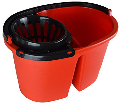 iKOLIFE CleanDouble XL Seau pour serpillère à double compartiment, 16 litres, avec roulettes, essorage sans se baisser
