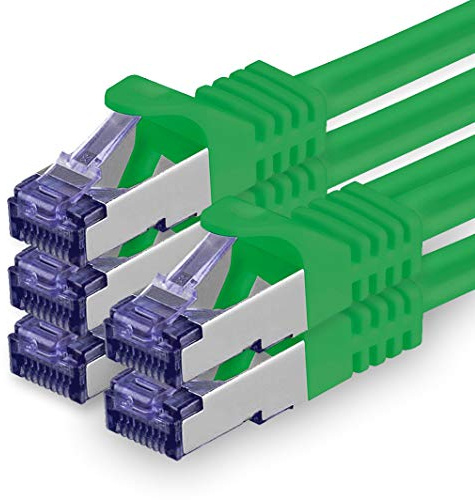 1aTTack.de Cat.7 Netzwerkkabel 0,5m - Grün - 5 Stück - Cat7 Patchkabel (SFTP/PIMF/LSZH) Rohkabel 10 Gb/s mit Rj 45 Stecker Cat.6a - 5 x 0,5 Meter Grün