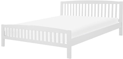 Beliani Klassisches Holzbett weiß Kiefernholz Bett mit Lattenrost 180 x 200 cm Castres