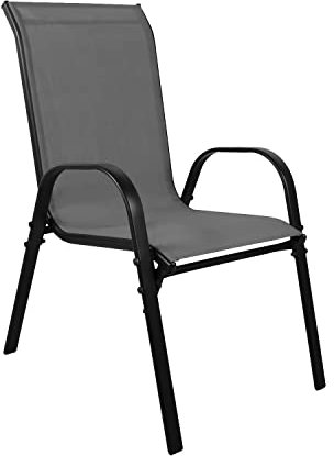 Mojawo XL Stapelsessel Gartenstuhl Gartensessel stapelbar Textilenbespannung Balkonmöbel Gartenmöbel Metall schwarz, Textilen Farbe Anthrazit