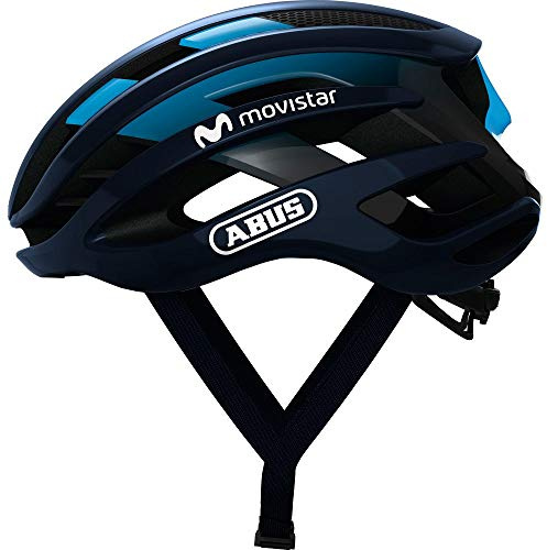ABUS Rennradhelm AirBreaker - High-End Fahrradhelm für den professionellen Radsport - für Jugendliche und Erwachsene - Helm für Damen und Herren - Movistar Team Edition, Größe S
