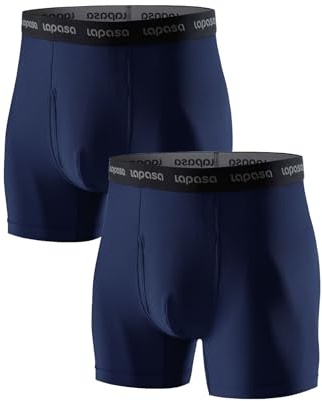 LAPASA Pacco da 2 Boxer Asciugatura Rapida a Vita Alta Uomo M16 - Mutande Sportive Elasticizzate Abbigliamento Intimo Leggeri Traspiranti in Rete Viaggio