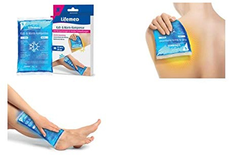 Lifemed – Compressa a caldo e a freddo 20 cm x 12 cm blu taglia M – Risolve tensioni e riduce gonfiori, confezione da 3 (3 X 1 pezzi)