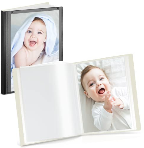 CRANBURY Small Photo Binder 4x6 (Black), 2-Pack 4 x 6 Photo Book, 24 Pockets Shows 48 Pictures, Mini Plastic Picture Album Presentation Binder with Customizable Cover