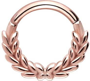 PIERCINGLINE Chirurgenstahl Segmentringclicker | LORBEERKRANZ | Piercing Ring Ohrpiercing Daith Helix Tragus Septum | Farbauswahl