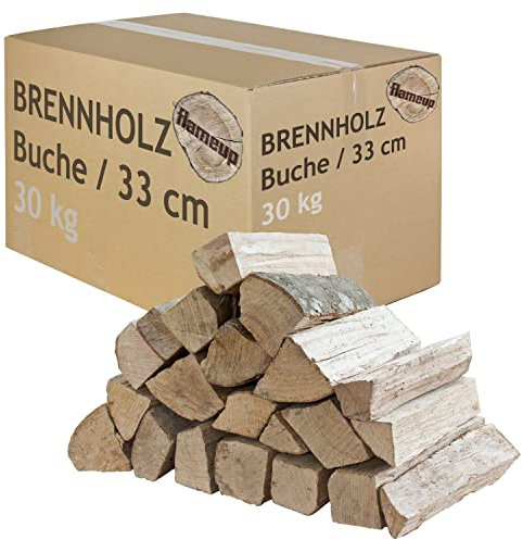 Legna da Ardere 30 kg Per Stufa e Camino Braciere Griglia Cestello per il Fuoco Ceppi 33 cm Flameup
