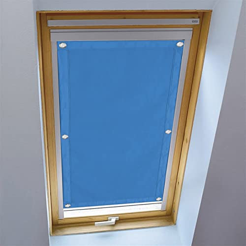 LIVEINU Dachfensterrollo für Dachfenster Verdunkelungsrollo Sonnenschutzrollo UV Schutz Thermo Rollo mit Saugnäpfe Ohne Bohren 100% Blickdicht für Reisen Autos 37x58cm Blau