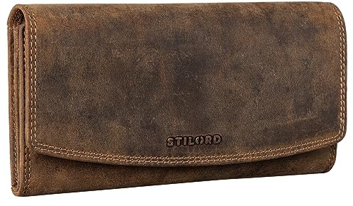 STILORD “Felicia” Große Geldbörse Damen Leder RFID Schutz Vintage Frauen-Portemonnaie Viele Kartenfächer Frauengeldbörse Groß mit Reißverschluss in Geschenkbox Echtleder Farbe:schwarz