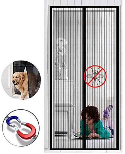 Elprico Magnetische Fliegengittertür,100x210cm Magnet Insektenschutz Tür,Automatisches Schließen Fliegengitter Balkontür,für Balkontür Wohnzimmer Terrassentür, Klebemontage Ohne Bohren
