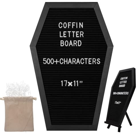 Sarg-Filz-Brieftafel, Gothic-Dekoration, Pinnwand für Tischplatte oder Wand, Sarg-Nachrichtenbrett mit Nadeln, Gothic-Dekor für Zuhause, Büro, Bistro und Schule (Brief)