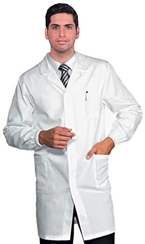Camice da Laboratorio,da Lavoro Uomo,Bottoni a Pressione,in Cotone Pesante,per Scuola Chimica, Farmacista, Fisioterapista, Infermiere, Macellaio (XL)