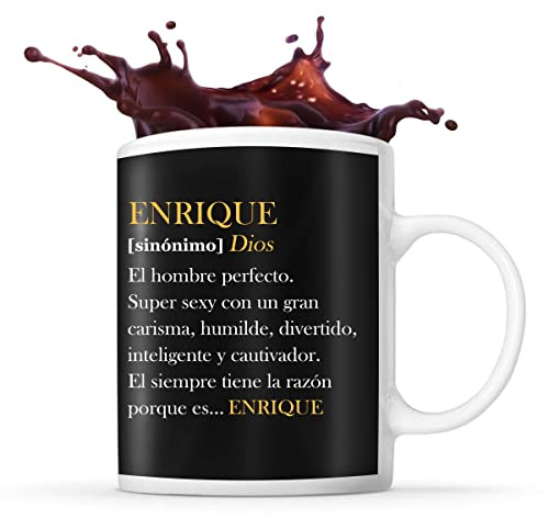 Taza con el nombre Enrique con definición humorística ideal para un regalo original
