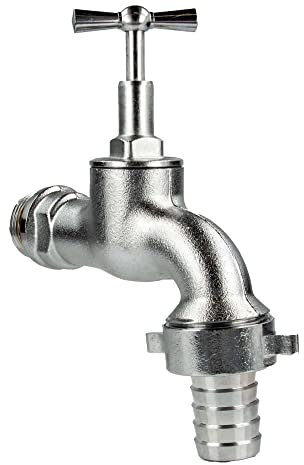 tecuro Auslaufventil 1 Zoll, Knebeloberteil, Schlauchtülle - Messing mattverchromt