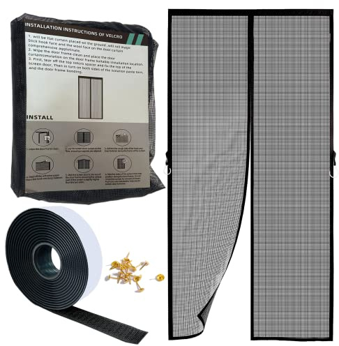 Fliegengitter Magnetic Door 60 x 260 cm Insect Protection Roller Blind, Magnetic, Tape, Adhesive Mounting, Mosquito Net, , Pet Friendly, Living Room - Black