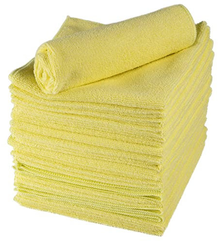 ABENA Yellow Microfibre Cloths | 40 x 40 cm | Pack of 20 | Multipurpose Cleaning Cloths | Glasses Cleaner Cloth | Dish Cloths | General Duster