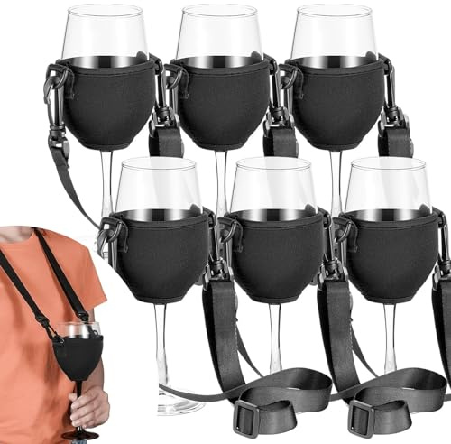 6 Piezas de Soporte para Copas de Vino para Colgar, Portátil, Soporte para Copas de Vino para Festival, Tela para el Cuello, Vino para Navidad, Fiesta del Vino, Boda, Cumpleaños, Fiesta, Picnics