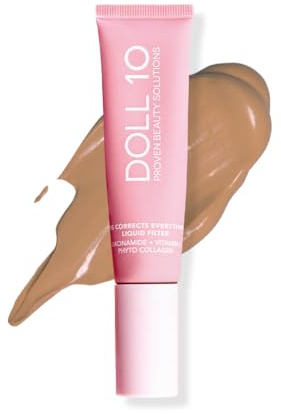 Doll 10 TCE Liquid Filter – CC Cream - Liquid Foundation - Lightweight Tinted Moisturizer & Skin Tint - Blurs Pores & Fine Lines - Vegan - Clean Makeup - [Tan] - 30 Day Supply