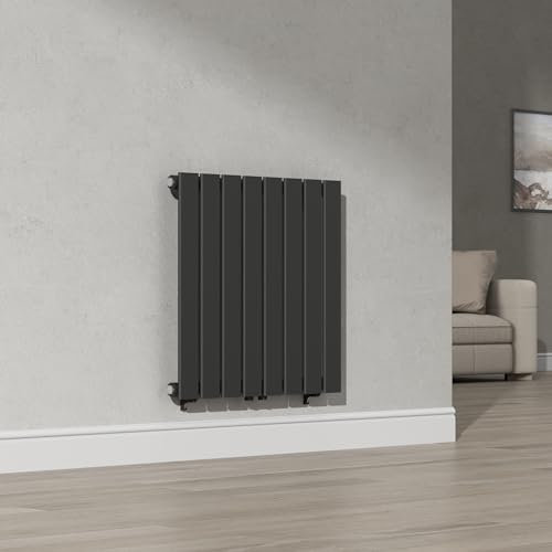 [neu.haus] Termosifone da Parete Radiatore Design Riscaldamento ad Acqua Calda Termoarredo a Pannello Singolo con Elementi Piatti 60 x 60 cm - Nero