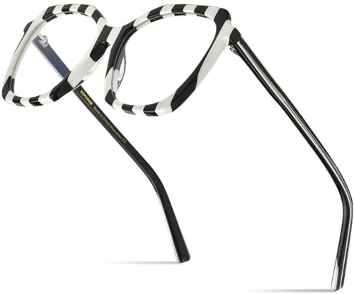 MUTYNE Mehrfarbige Acetat-Brillenfassung für Damen, Cat-Eye-Brille, Cateye-Brille, Schwarz Weiß, Einheitsgröße