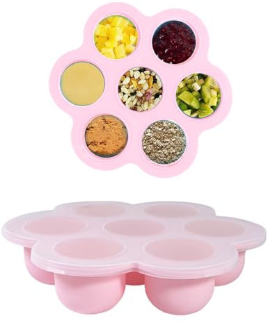 Almacenar Alimentos Para Bebés De Silicona,Envases Congelados De Gachas Para Bebés,Envases Congelados De Silicona,Envases De Hielo No Pegajosos,Moldes De Hielo, Sin Bpa,25 * 20cm, Rosa,1 Pieza