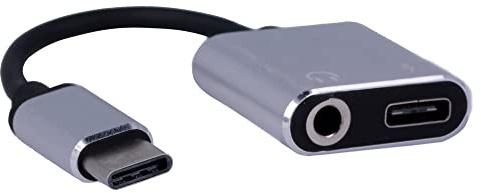 REY Adaptateur Audio USB 3.1 Type C Femelle/Jack 3.5 Femelle vers USB 3.1 Type C mâle Argent
