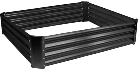 Harbour Housewares Raised Garden Bed - Anthracite - 120 x 120cm - Pack of 1 | Square Bottomless Galvanised Steel Planter Box for Growing Outdoor Plants, Vegetables, Flowers and Herbs