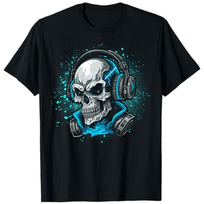 Cool dj skull wearing headphones