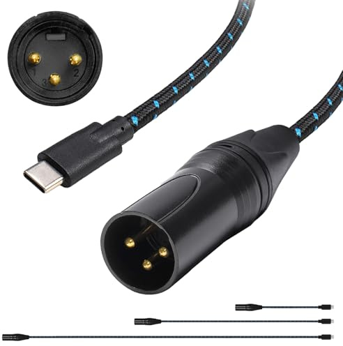 Earmax USB Type C à XLR mâle câble de sortie Audio OFC 4.9ft, adaptateur en Nylon Compatible avec haut-parleur amplificateur Console de mixage téléphone portable PC ordinateur portable tablette(150cm)
