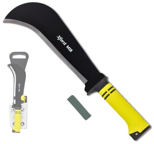 Xforst Gertel Gertl Hippe Sichel mit rutschfestem Fiberglas-Griff, gratis Mini-Schleifstein und Tragetasche X-M18