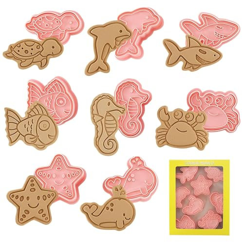8 Pcs Animals Cookie Cutters, Cartoon Fun Biscuit Cutter for Baking, Cute Cookie Cutters for Kids, Children DIY Mould