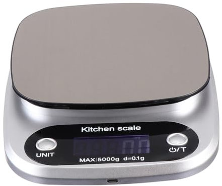 Garneck Báscula de Recargable Inoxidable 5 Kg/0,1 G Pantalla LCD Precisión Alta Herramienta de Medición para Alimentos Uso Práctico Cocina