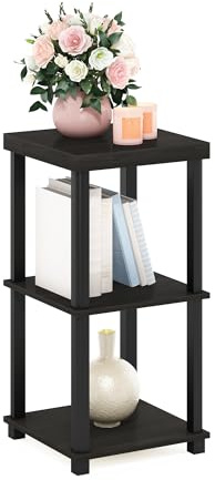 Furinno Classic 3-nivås ände, sidobord, konstruerat trä, espresso/svart