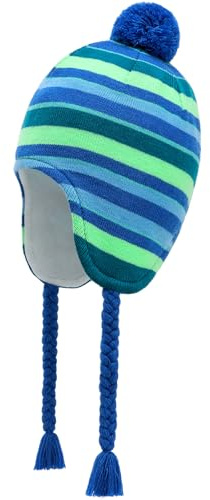 JANGANNSA Winter Peruvian Hat Earflap Fleece Lined Pompon Knit Hat Beanie for 3-10T Baby Girls