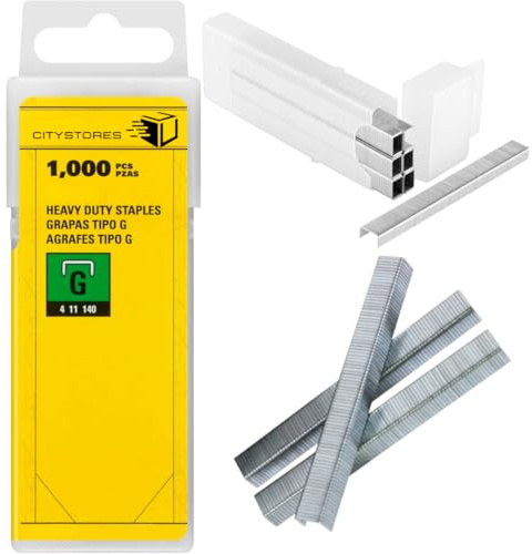 Citystores® STY Heftklammern, 12 mm, strapazierfähig, für Hefter, Hammer, Tacker, ideal für den professionellen Einsatz im Bau, Tischlerei, Polster, Gelb/Schwarz, 1000 Stück