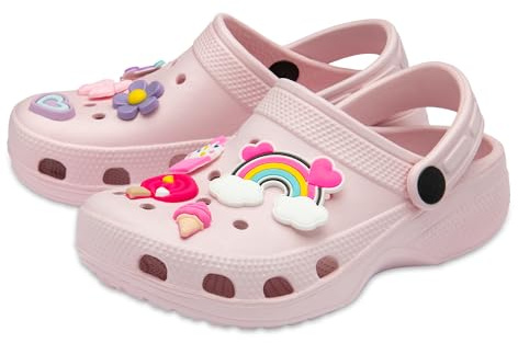 NorthSole Girls Clogs Childrens Sandals Kids Beach Pool Holiday Shoes | with Removable Charms