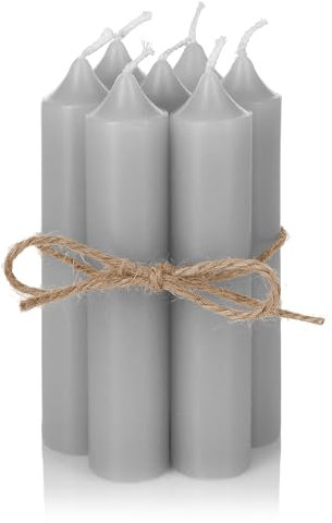Nordstern Stabkerzen Grau 6er Pack - Kleine Kerzen für Kerzenhalter, Adventskranz oder als Baumkerze - Ideale Tisch Deko für Hochzeit oder Weihnachten - 11 x 2,2 cm