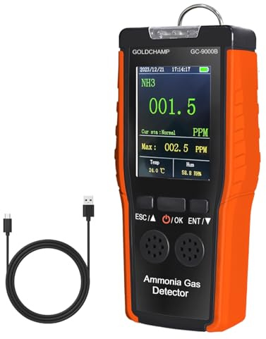 GC-9000B detector de gas amoníaco 3 en 1 con alarma, sensor de alta precisión, mide 0 ~ 100 ppm NH, temperatura/humedad, adecuado para hogares agrícolas, fábricas industriales