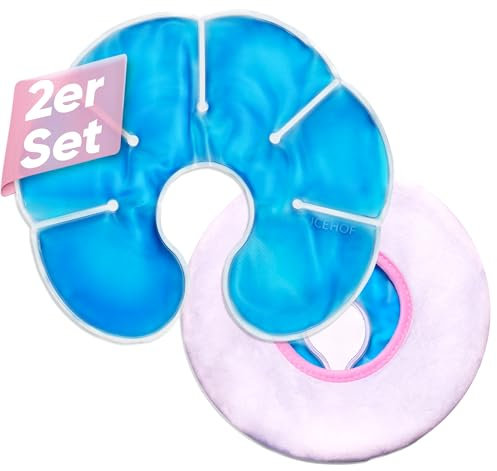 ICEHOF Cuscinetti refrigeranti per il seno e l'allattamento al seno [2 x] con custodie, impacco freddo e caldo, per il seno, per l'allattamento o per raffreddare il seno